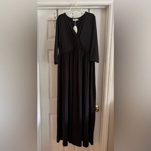 Clearlove Maxi Black Dress Women’s Large Goth Whimsigoth Cocktail Slinky Flowy